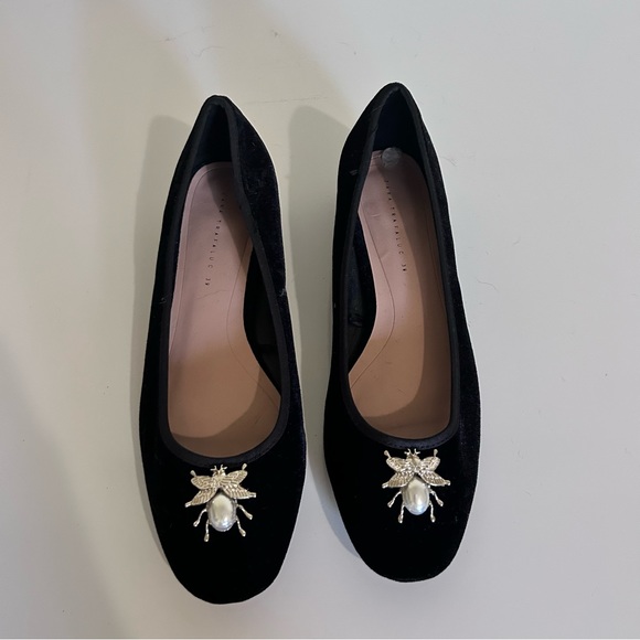 ZARA Black Velvet Insect Brooch Flats 39 - Picture 3 of 8